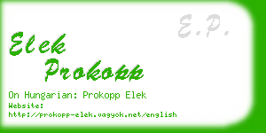 elek prokopp business card